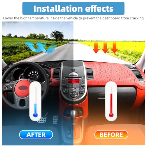 Image of Dash Cover Mat Compatible with Kia Soul 2010-2013 Non-Slip Dashboard Cover Mat Sunshade UV Rays Protector Interior Accessories