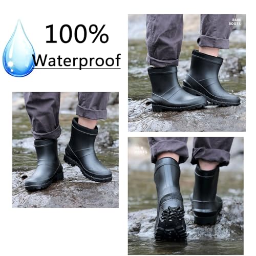 Donbest Gummistiefel Herren Damen Hoch Regenstiefel Langschaft Halbschaft Kurzschaft Wasserdichte Garten Stiefel Anti Rutsch Wellington Boots Rain Boots,Schwarz1,EU39
