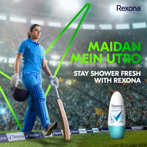 Image of Rexona Roll-On Deodorant | Shower Clean + Powder Dry Motion Activated Deo for Women | up to 72Hr odour protection | 45 ML each