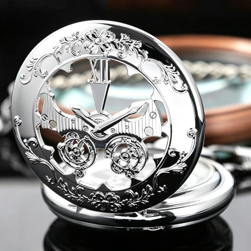 Image of Pocket Watch Vintage Mechanical Pocket Watches with Chain Christmas Graduation Birthday Gifts Father's Day