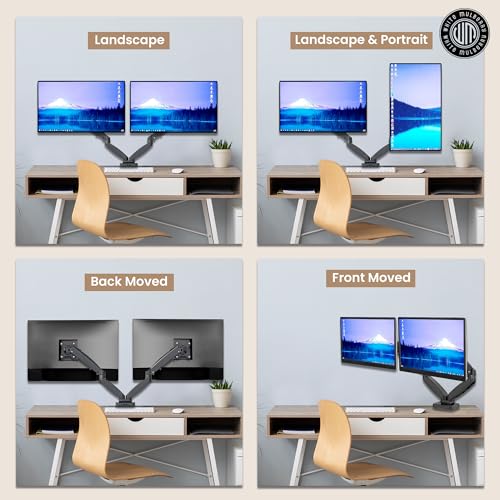 Image of White Mulberry |DIY| Economical Gas Spring Monitor Arm | Desk Mounted Monitor Stand for 15-32 Inch Monitors |9Kg Screen Capacity| VESA 75X75&100X100 | Adjustable Metal Desk Monitor Mount-(Dual Screen)