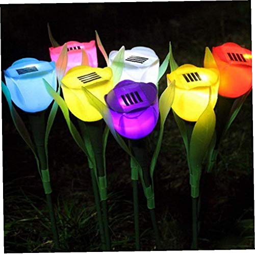 Extérieur Jardin Solaire LED Solaire à Del Tulipe Accueil Lampe de pelouse Paysage Lampe Fleur Nuit (Couleur aléatoire)