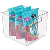 mDesign Plastic Food Storage Container Bin with Handles - for Kitchen, Pantry, Cabinet, Fridge/Freezer - Large Organizer for Snacks, Produce, Vegetables, Pasta - BPA Free, 10