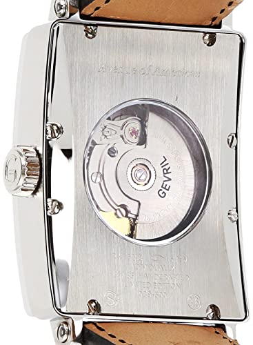 Gevril Men's Avenue of America Swiss Automatic Watch, Genuine Italian Black Handmade Leather Strap with Tang Buckle4