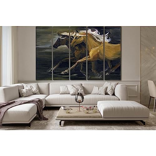 Two Galloping Horses №SL604 impression sur toile décoration murale grand format