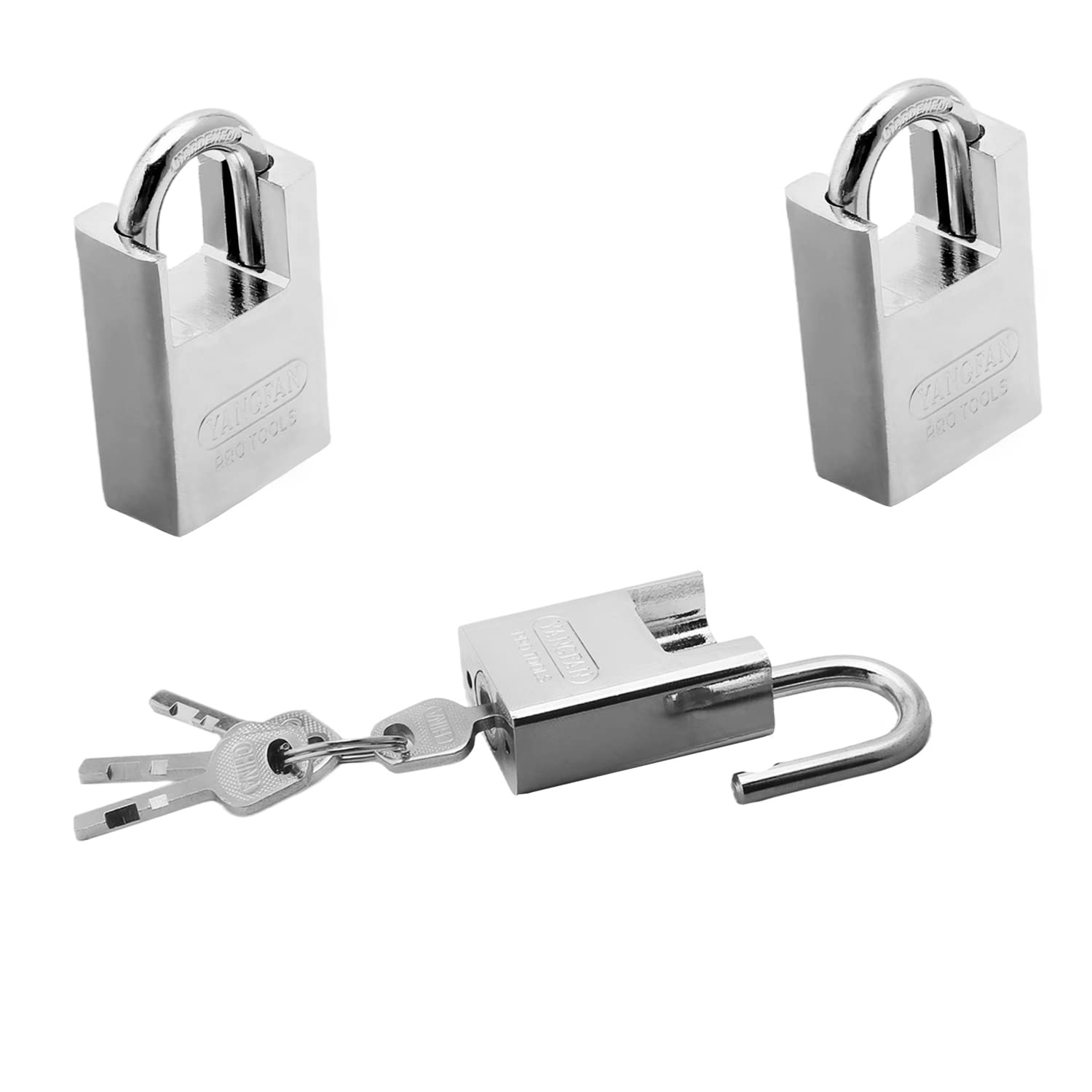 Lot De 3 Cadenas à Clé Doré 4.0 Cm Sécurité Verrouillage Avec 2 Clé