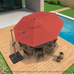 PURPLE LEAF 12ft Patio Umbrella Outdoor Round Umbrella Large Cantilever Umbrella Windproof Offset Umbrella Heavy Duty Sun Umbrella for Garden Deck Pool Patio, Brick Red PURPLE LEAF 12ft Patio Umbrella Outdoor Round Umbrella Large Cantilever Umbrella Windproof Offset Umbrella Heavy Duty Sun Umbrella for Garden Deck Pool Patio Brick Red