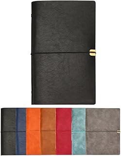 SagaSave Leder Notizbuch, A6 Leder Notizbuch, 18 x 11 cm, 200 Seiten Nachfüllbarer Notizblock Tagebuch, Persönlicher Notizblock Reisetagebuch, Geschenkzum Geburtstagsjubiläum (Schwarz)