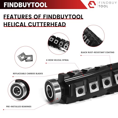 Image of FINDBUYTOOL 13 Inch Helical Cutterhead for DeWalt Planer DW735 DW735X DW735-XE, 4 Rows for DeWalt Thickness Planer, Quiet & Efficient Upgrade Replacement Blade for DW735 Series Planer