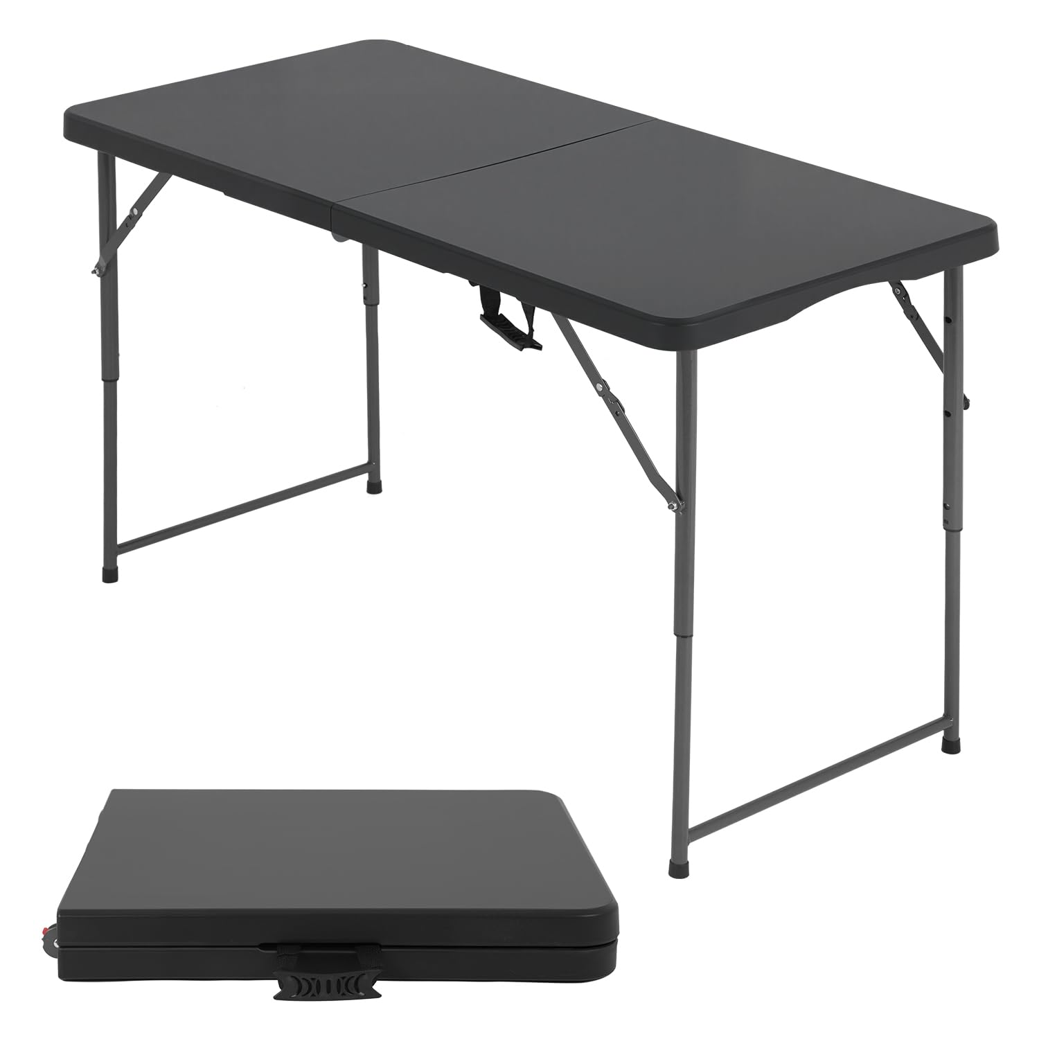 FDW | 4FT Folding Table | Black | Portable Plastic Table
