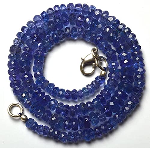 Collier Tanzanite naturelle en perles rondelles facettées haut de gamme pour création de bijoux