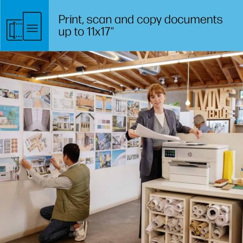 HP OfficeJet Pro 9730e Wide-Format Wireless All-in-One Color Inkjet Printer, Print, scan, Copy up to 11x17', ADF, Duplex Printing Best-for-Office, 3 Month Instant Ink Trial Included (537P6A)