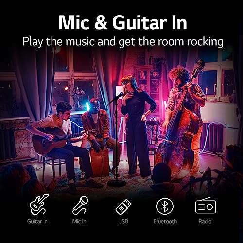 Image of LG XBOOM RNC7 Party Speaker, Multi Color Lighting, Karaoke Feature, 1 Guitar Input, Wireless Party Link, USB, Bluetooth Connection, XBOOM App