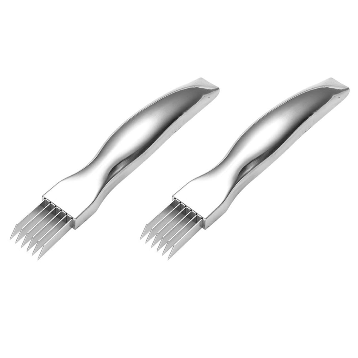 Stainless Steel Scallion Cutter and Vegetable Slicer, 2pcs Kitchen Shredder Set for Onion and Shallot Cutting, Practical Kitchen Tool for Home Cooking and Meal Preparation