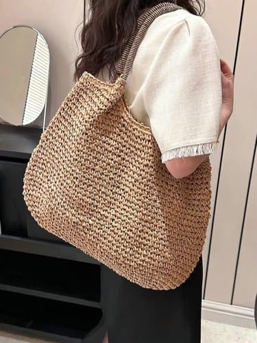 Straw Hobo Bag for Women Trendy Tote Bags Woven Shoulder Bag Large Summer Beach Handbag Purse2