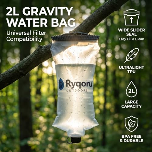 Bolsa de agua plegable Ryqoru de 2 litros con rosca de 28 mm compatible con filtros Sawyer Squeeze miniatura 2