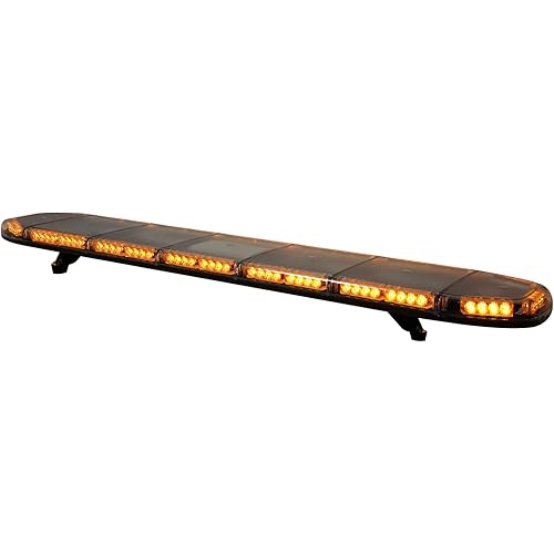 60" LED Roof Top Emergency Strobe Light Bar, Amber Yellow Warning Beacon Strobe Lights with Controller, 16 Flash Modes with Memory for Tow Truck, Construction Vehicles, Trucks