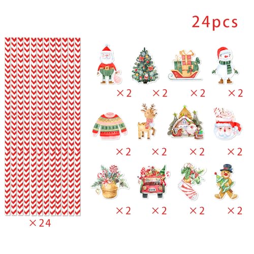 24 pitillos de papel de Navidad coloridos y desechables miniatura 2
