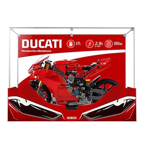 Vitrina acrílica compatible con Lego 42202 Ducati V4 S Modelo de moto – Escaparate protector modelo de regalo compatible con Lego (solo vitrina)