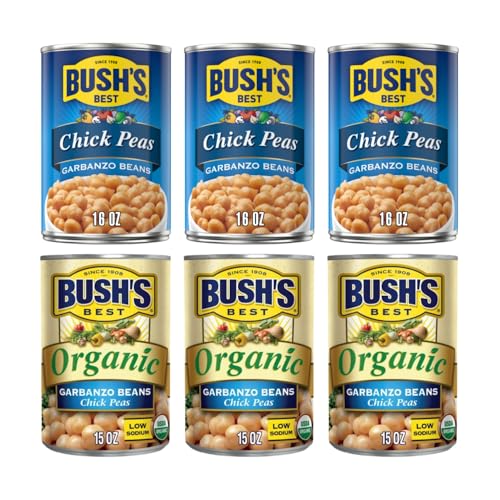 Image of Bush's Best Baked Beans, Garbanzo Gourmet Pair, 3 Garbanzo (16 Oz), 3 Organic Garbanzo (15 Oz), (Variety Pack)