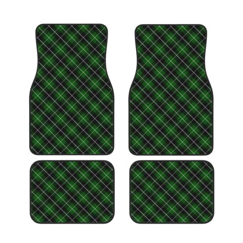 Alfombrillas para coche de tartán verde juego de 4 piezas antideslizantes de neopreno
