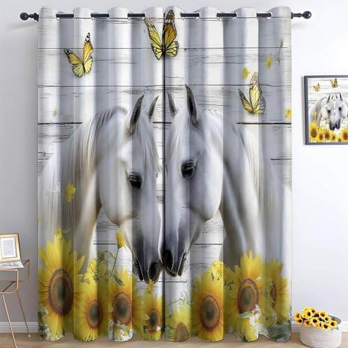 Rideau opaque thermique motif cheval blanc finitions soignées - 2