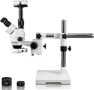 Vision VS-3FZ-IFR07-5N Trinocular Zoom Stereo Microscope | 10x WF Eyepiece |0.7X—4.5X Zoom Range, 3.5X—90x Magnification, 0.5X & 2X Barlow Lens |144-LED Ring Light W Control, 5.0MP Digital Camera