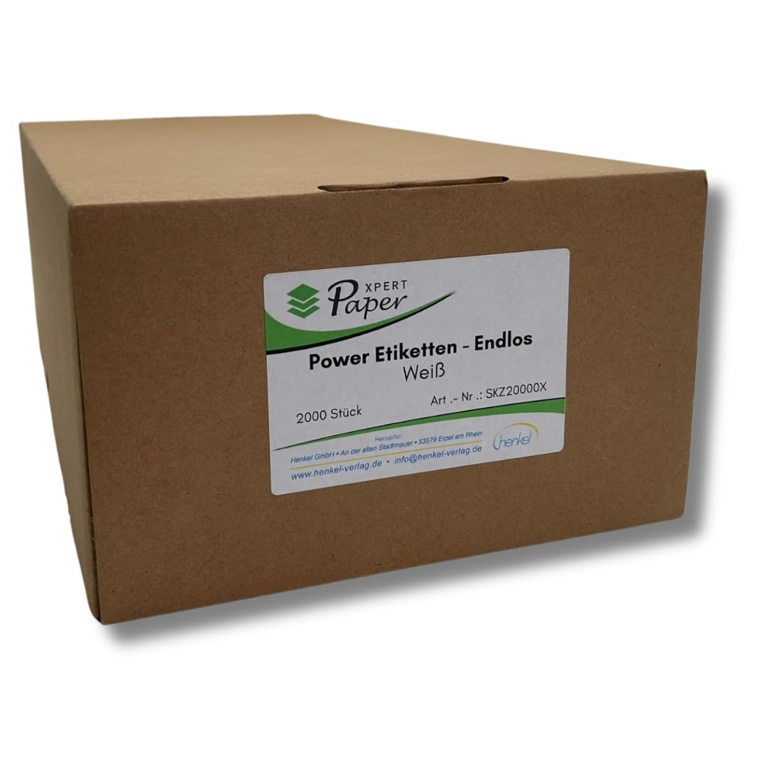 Power Etiketten Endlos 110 x 90 mm | Für Holz, Reifen, Beton uvm. | PP weiß glänzend 195 µ | Thermotransfer Industrieetiketten mit Spezialreifenkleber | 2.000 Etiketten | Made in Germany