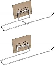 Rolozy 2pcs Stainless Steel Self Adhesive Napkin Wall Mount Towel Hanging Holder with Magic Adhesive Pad Kitchen Paper Tissue Paper Stand Towel Bar Hanger for Kitchen and Washbasin Tissue towel holder