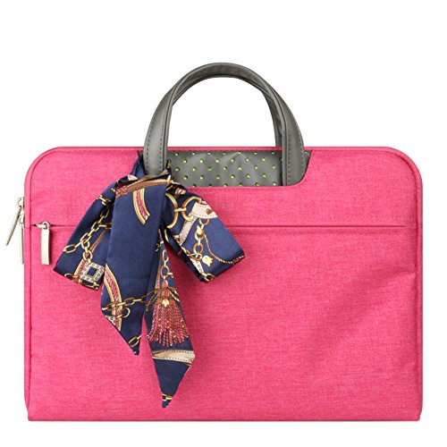 Laptop Sleeve Case Briefcase Spill Resistant Shockproof with Scarves for 10.6 12" Laptops/Notebooks/Ultrabook... Rose 2
