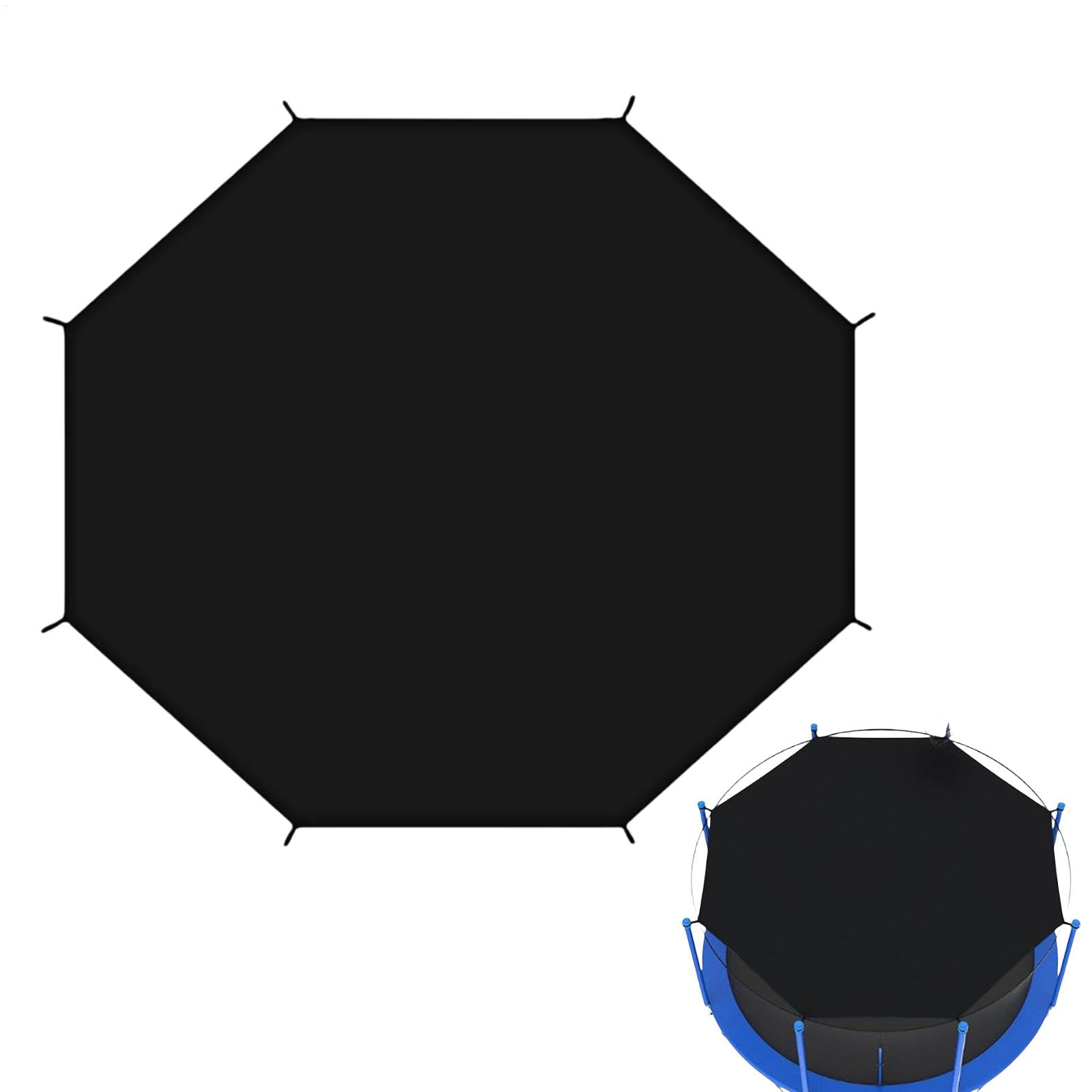 Trampoline Sun Shade Cover 14ft 8 Poles, Waterproof Dustproof Anti-UV Trampoline Sunshade Top Cover Replacement for Outdoor Playground Backyard, Trampolines Accessories