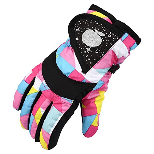 Eastlion niños esquí guantes algodón invierno engrosamiento fría deportes impermeable resistente al viento nieve manoplas para niños y niñas, Color 4