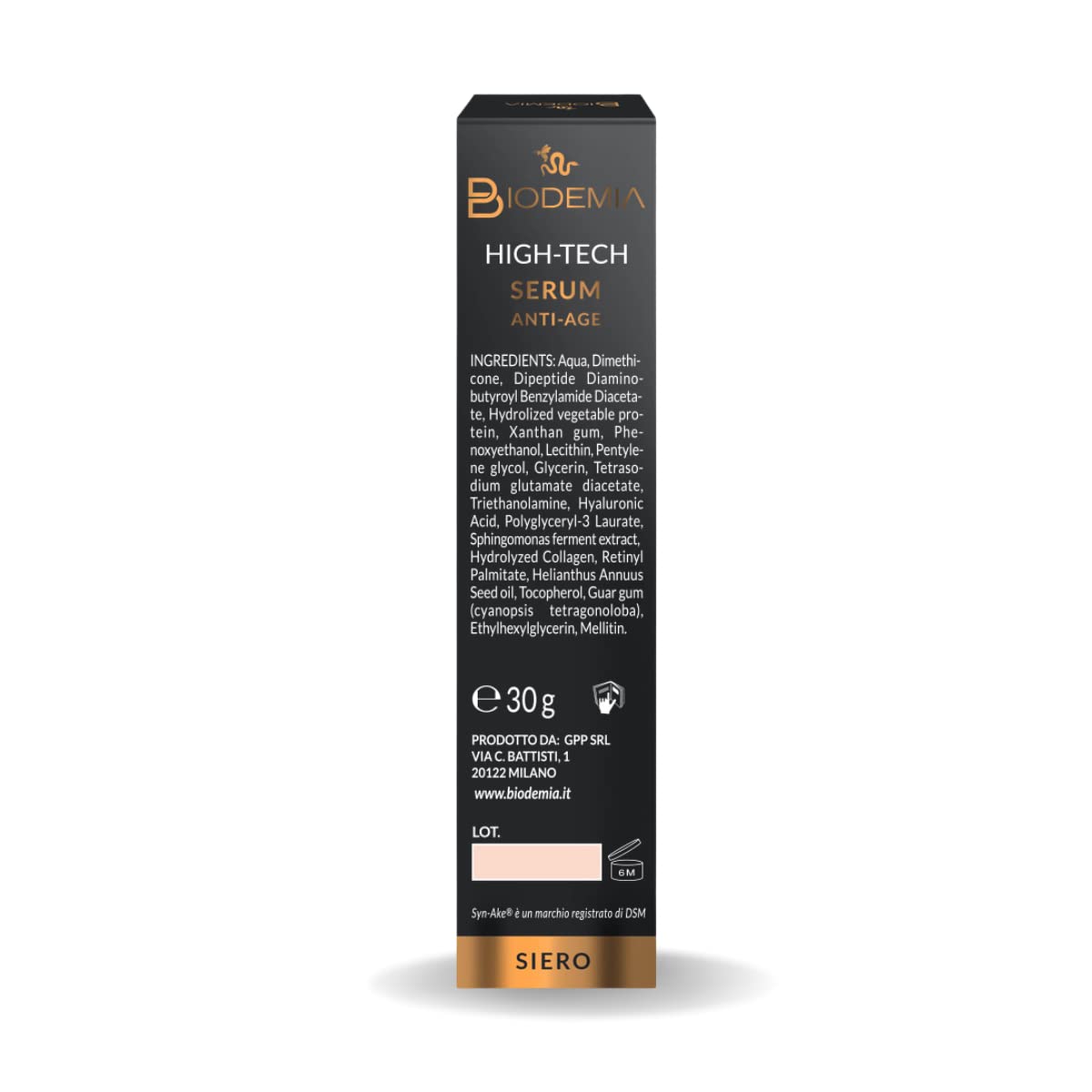 BIODEMIA | Siero Viso Anti-Age Contorno Occhi, Collo E Décolleté, 30 ml | Con Veleno D'Api, Syn-Ake® e Acido Ialuronico A Rapido Assorbimento, dona tonicità