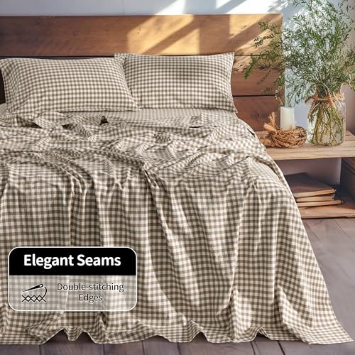 Image of LBRO2M 100% French Pure Linen Sheet Set 4Pcs, 16 inch Deep Pocket Cal King