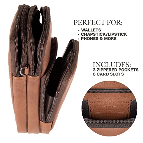 Ama Dablam Genuine Leather Small Crossbody Bag Phone Purse | Handcrafted Premium | RFID Blocking | Durable Zippers3