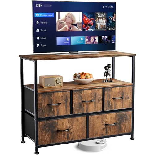 Armadio comò per camera da letto TV 5 per soggiorno cabinet corridoio con cassetti in tessuto colore: marrone