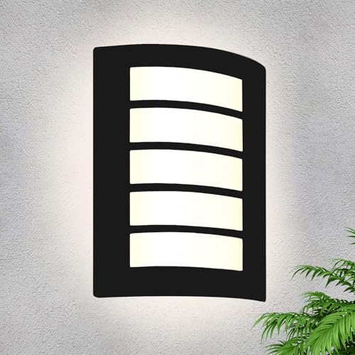 HiBay Außenlampe E27 Aussenlampe Wand IP44 Wandlampe Schwarz Matt Eckig Edelstah ABS Wandleuchte Aussen für Hauswand Balkon Badezimmer (Ohen...