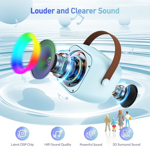 Image of Karaoke Machine, Portable Bluetooth Speaker with 2 Wireless Microphones for Kids, Karaoke Toys Gifts Toys for Girls Boys Family Home Party (Blue)