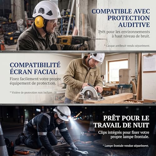 Casque de chantier de sécurité avec molette réglable 53-64 cm pour industrie