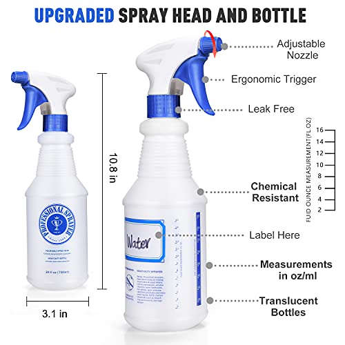 Uineko 700BNEW-1 Plastic Spray Bottle 4 Pack 24 Oz (Upgraded Sprayer) For Cleaning Solutions, Bleach Spray thumb #5