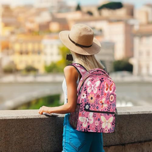 Abstract Flower Butterfly Pattern Kids Backpack, Lightweight School Bookbag Large Capacity Laptop Backpack Water Resistant Daypack Shoulder Bag for Teenager Boys Girls4