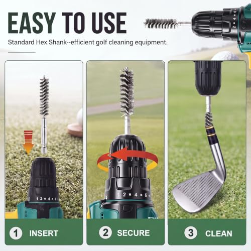 Image of 15 Pack Golf Club Hosel Wire Brush Set, 3 Sizes 9mm /11mm /15mm Stainless Steel Brushes for Cleaning Ferrules, Removing Golf Shaft Epoxy Residue, Club Repair Tool Accessories