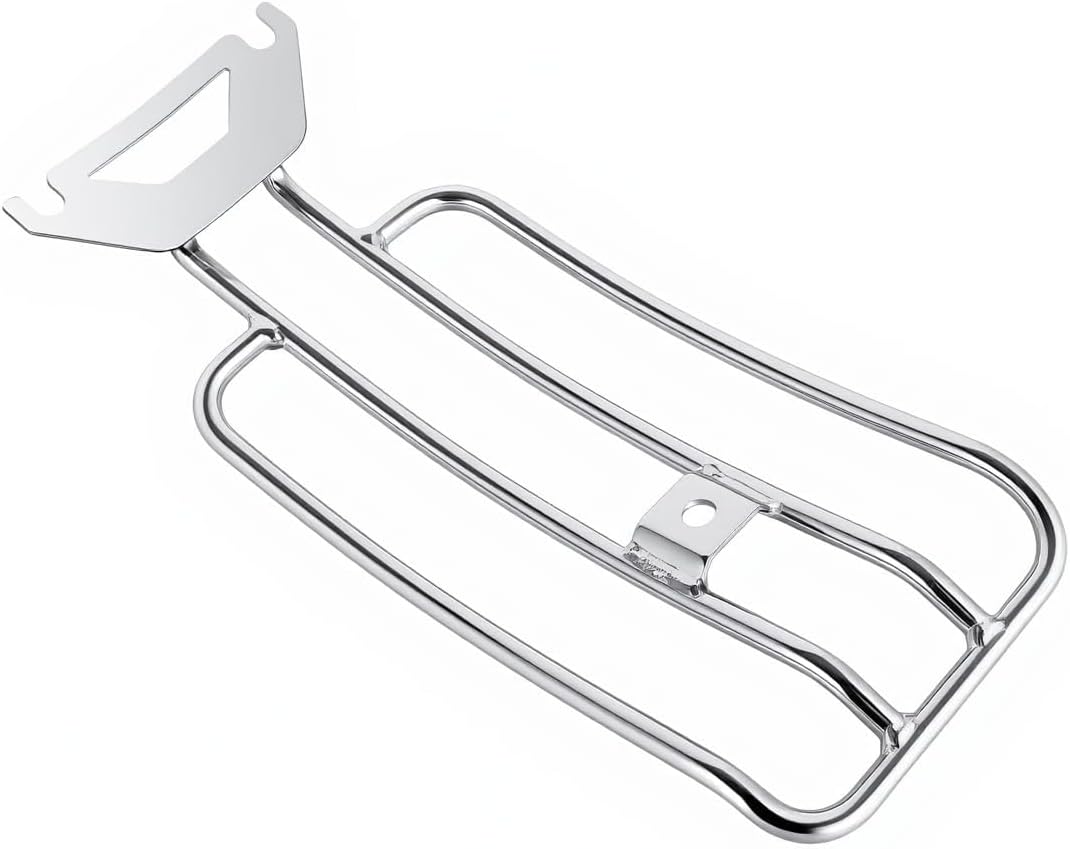 Chrome Solo Seat Luggage Rack with Mounting Bracket, Compatible with Harley Davidson Touring Road King FLHR, Electra Glide FLHT, Road Glide FLTR 1997-2024, Rear Fender Cargo Rack