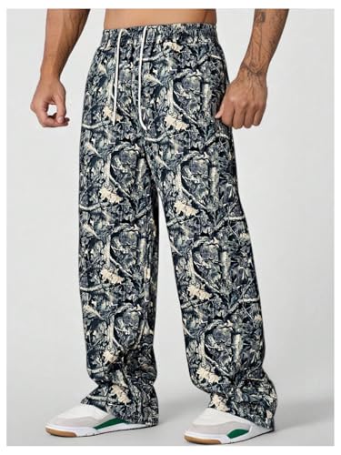 SOLY HUX Men's Camo Pants Drawstring Elastic Waist Wide Leg Baggy Pants Y2k Streetwear Trousers2