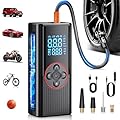 Compressore Aria Portatile per Auto 6000mAh, 150PSI Mini Compressore Ricaricabile con Schermo Digitale e Torcia LED con 4 Ugelli Diversi, Ricaricabile via USB-C, per Auto, Moto, Bici, Palla, Rosso