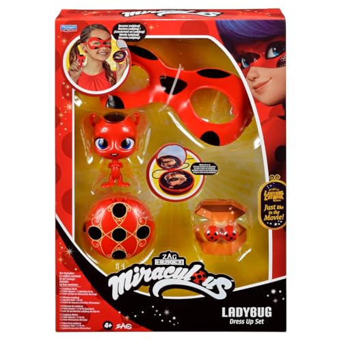 BANDAI - Miraculous Ladybug - Verwandlungsset - Ladybug-Kostüm - Box JoJo Maske Tikki-Ohrringe Kwami - Miraculous Kostüm und Zubehör - Spielzeug für Kinder ab 4 Jahren - P50601