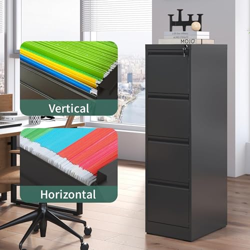 Image of 4 Drawer File Cabinet with Lock,Metal File Cabinet for Home Office