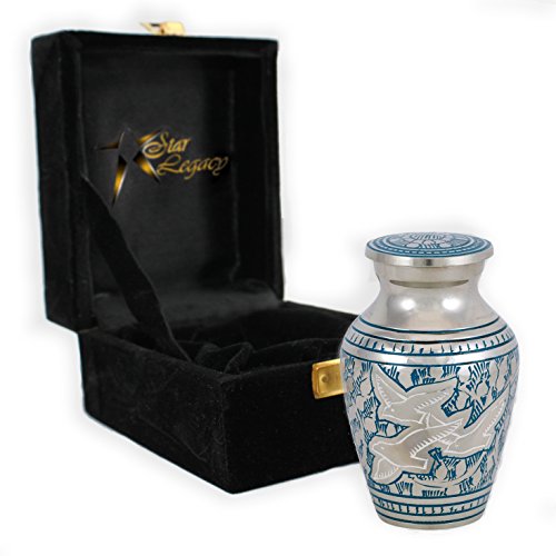 Star Legacy's Wings of Freedom - Brass Metal Cremation Urn Keepsake for Human Ashes w Velvet Box