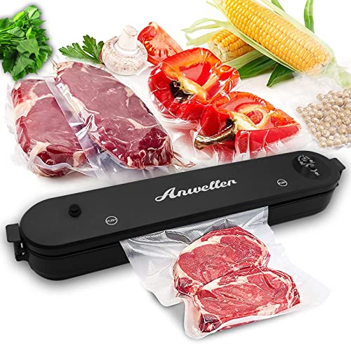 Anweller Machine Sous Vide alimentaire Domestique Automatique; Joint Sous Vide et Joint Simple, pour Aliments, Viande, Légumes et Fruits ,avec 15 Sacs Sous Vide Cover