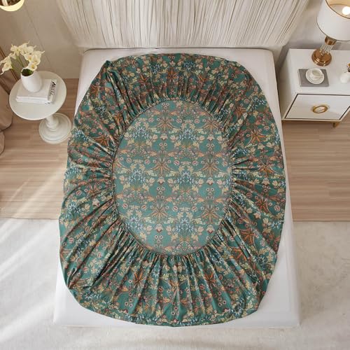 California King Sheet Sets Vintage Boho Flower Bed Sheets Cooling Soft Breathable Floral Sheets Set 16” Deep Pocket Sheets Botanical Bedding Sheets Farmhouse 4 Piece Bed Sheets & Pillowcases Set by LifeTB - Used condition - Image 6